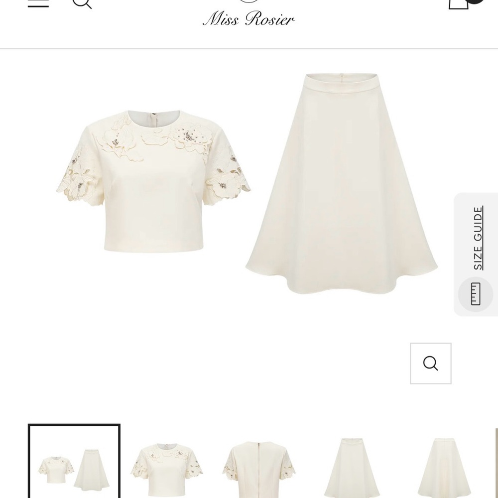 Miss Rosier Coralie Neutrals 3D Petal Top & Skirt Set – NWT